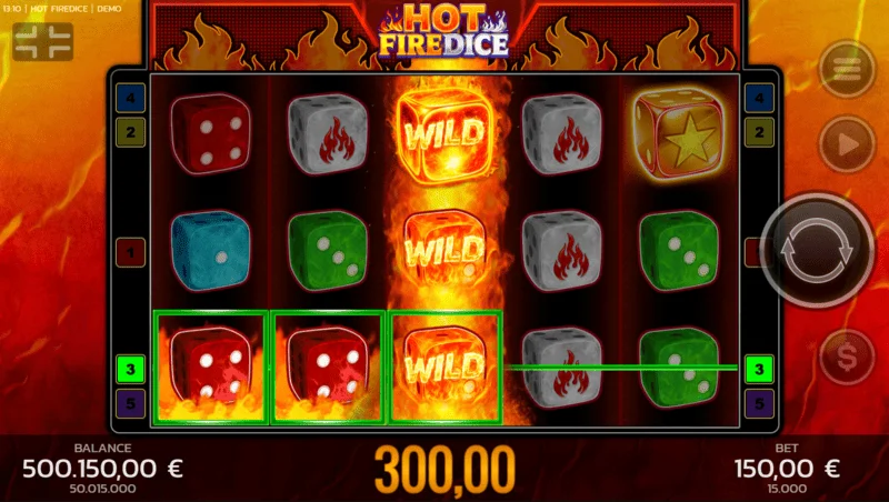 Hot Fire Dice - kemenangan besar melalui Random Wilds